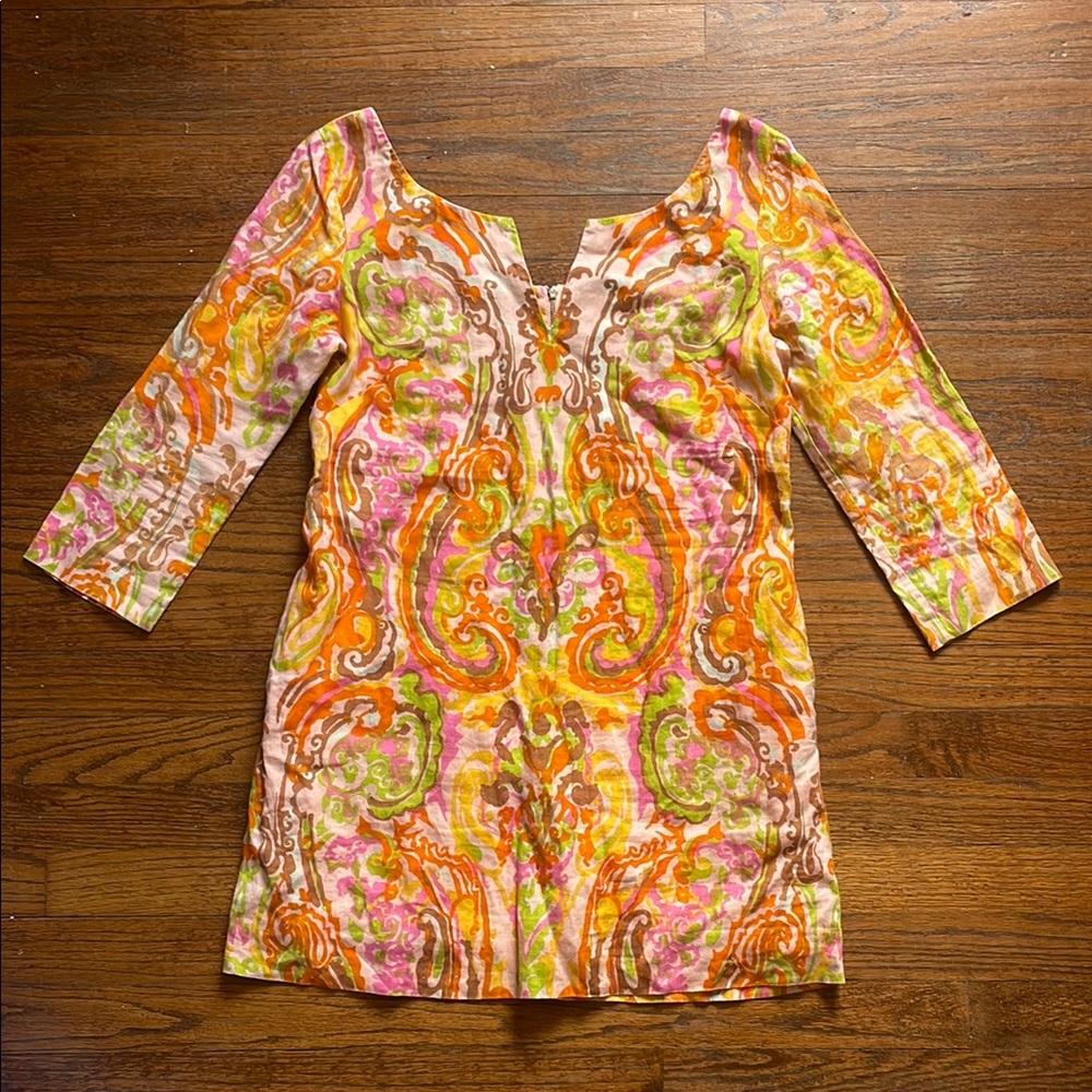 J. Crew Paisley Ikat Linen Dress